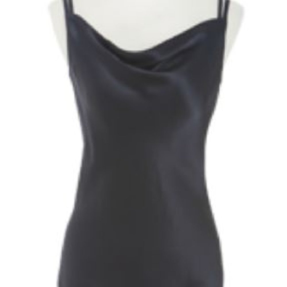 Black Charmeuse Double Strap Tank